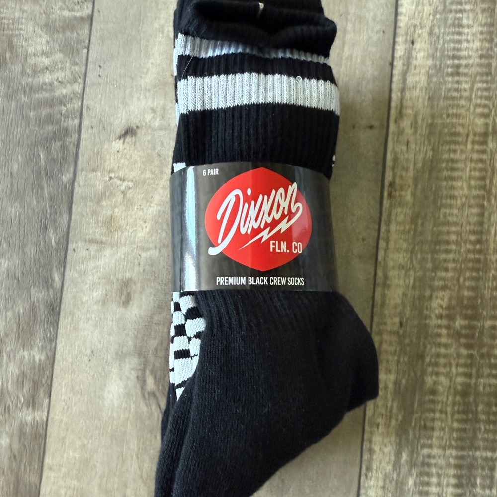 DIXXON 6PK PREMIUM CREW SOCKS - BLACK